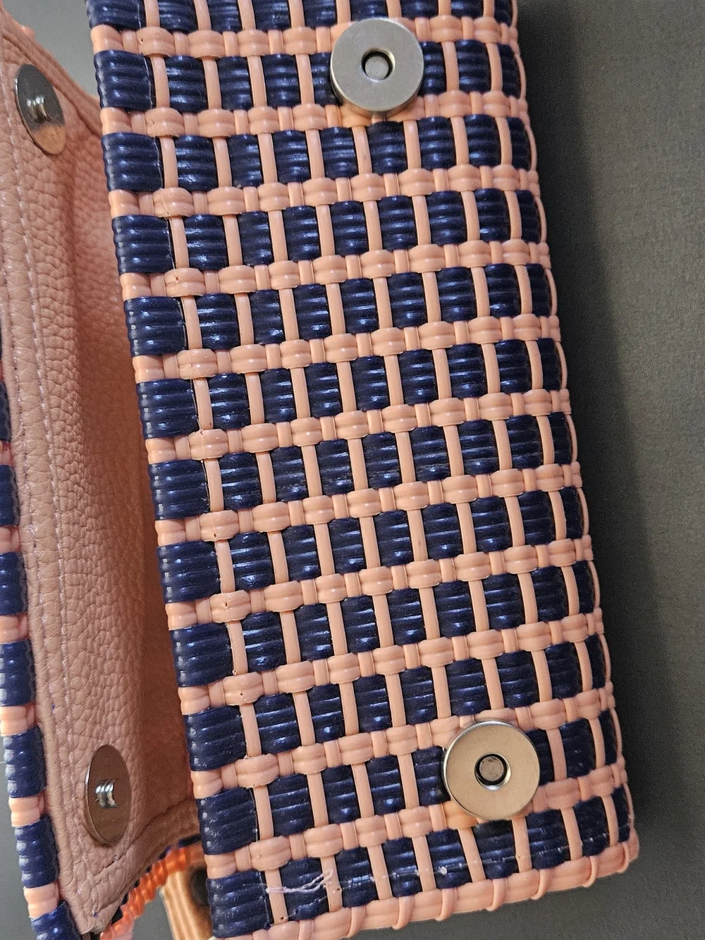 Woven Navy and Peach Strap